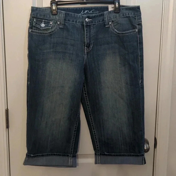 INC New Blue Denim Jean Skimmer Capri Cropped Pants - Picture 2 of 9